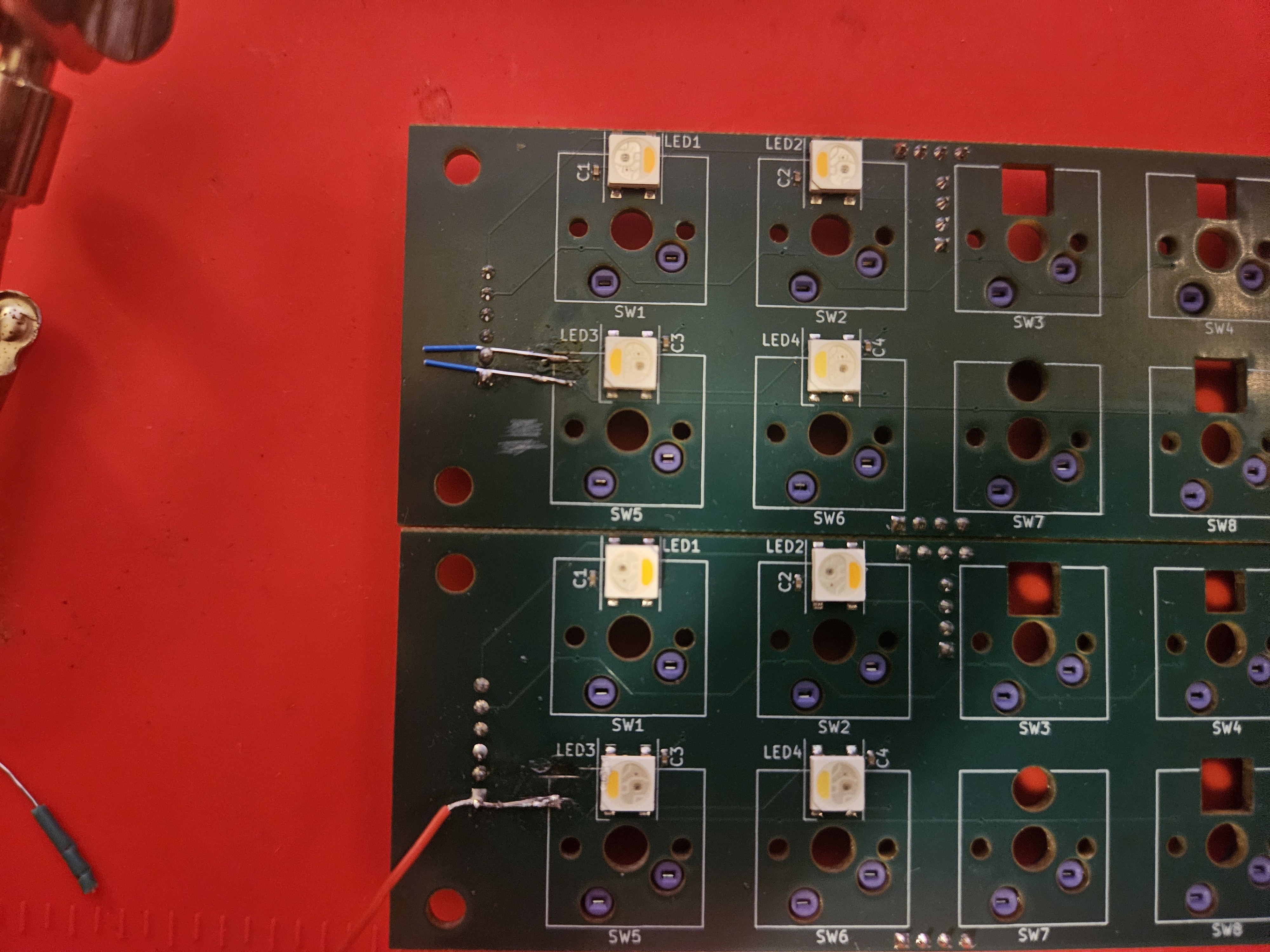 I scraped the pcb substrate to expose the traces and soldered new wires to connect the traces to the appropriate terminals